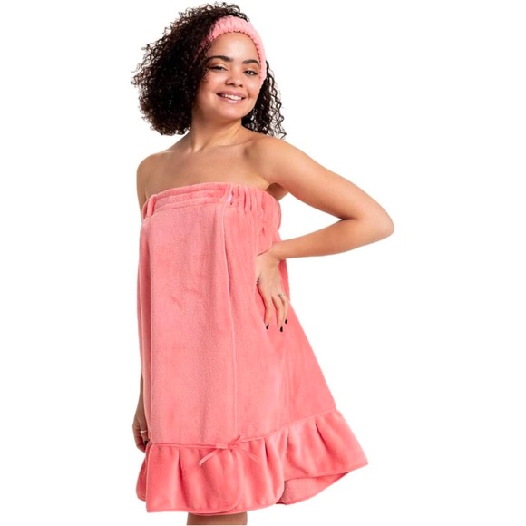 Bella Il Fiore Perfectly Plush Spa Wrap, Coral - Picture 7 of 7